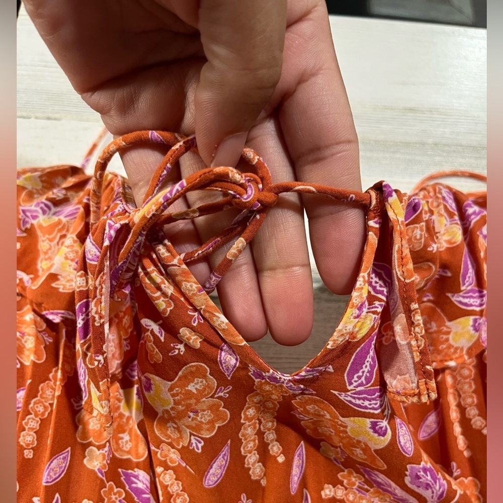 J. Crew Orange and Purple  Ruffled Tiered Maxi Sundress Small - Picture 9 of 10